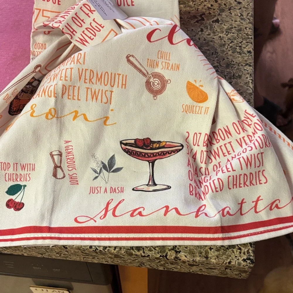 Williams Sonoma Cocktail Design Towels - Red and Orange